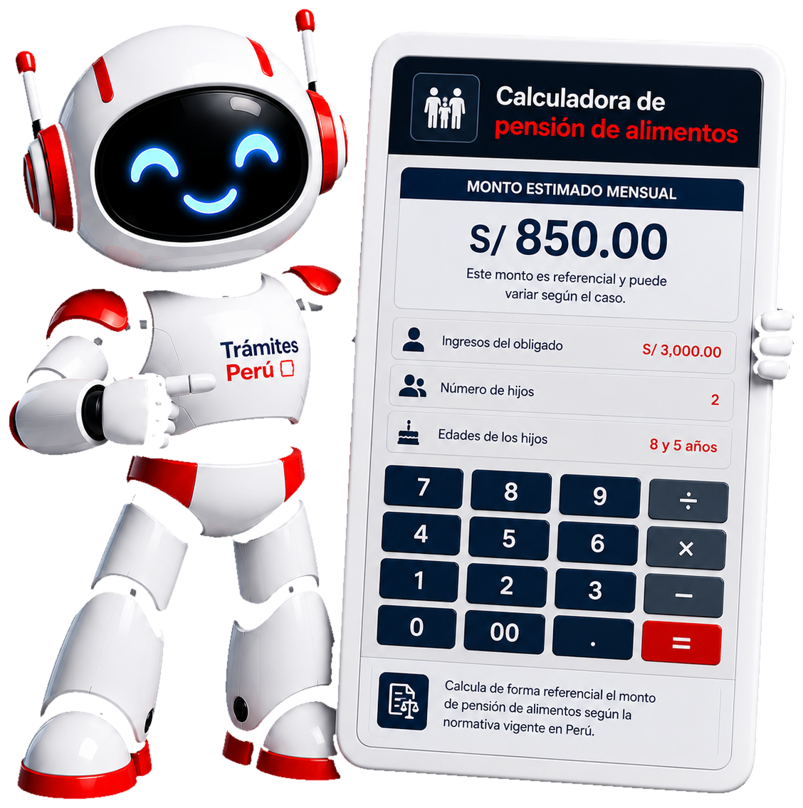Trami con la calculadora de pensión de alimentos de Trámites Perú
